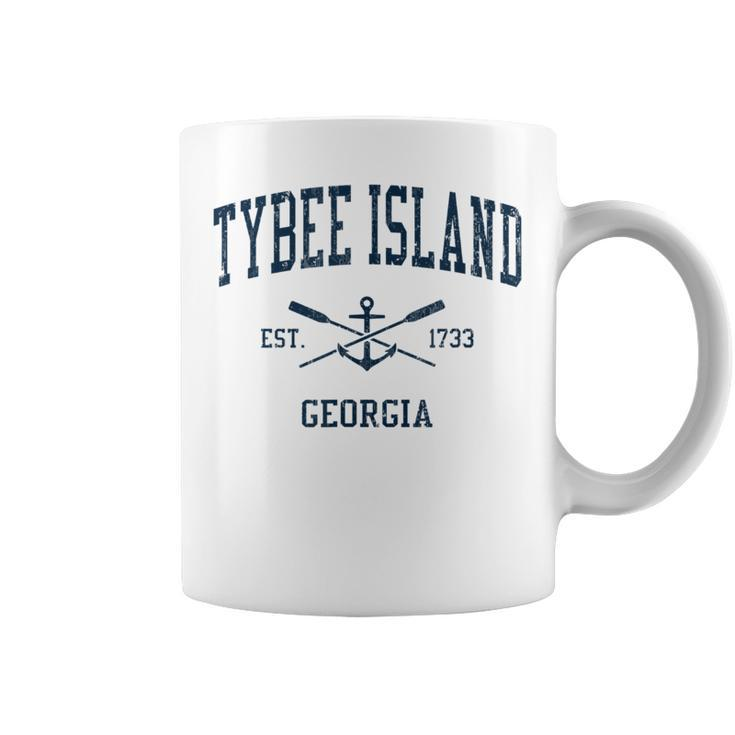 Tybee Island Ga Vintage Navy Crossed Oars & Boat Anchor  Coffee Mug