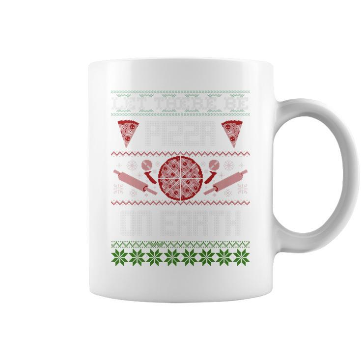 Ugly Christmas Sweater Let There Be Pizza On Earth Coffee Mug