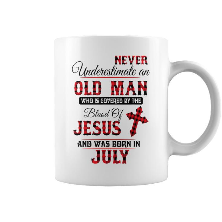 Never Underestimate An Old Man Blood Of Jesus July Coffee Mug