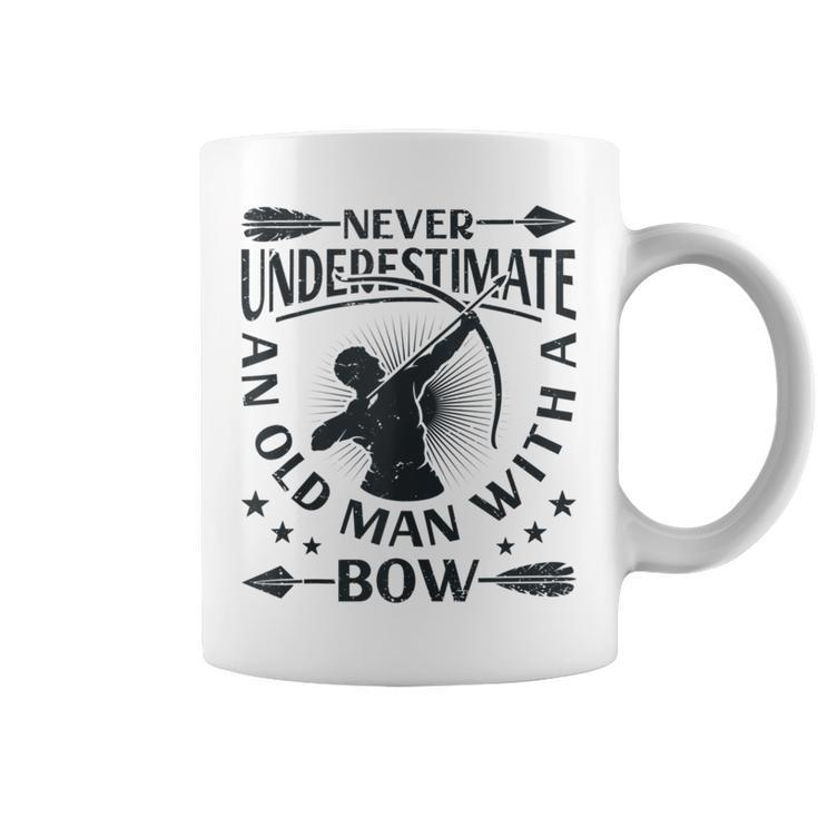 Never Underestimate An Old Man With A Bow Archery Archer Men Coffee Mug
