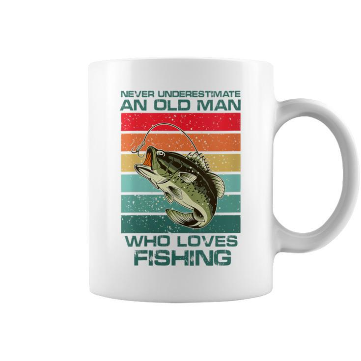 Never Underestimate A Old Man Who Loves Fishing Bass Vintage Coffee Mug