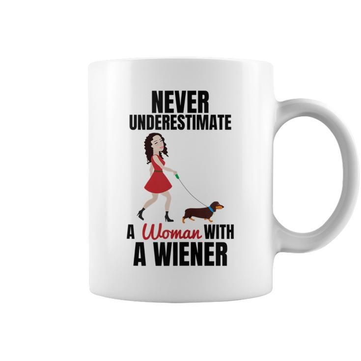 Never Underestimate A Woman With A Wiener Dachshund Coffee Mug