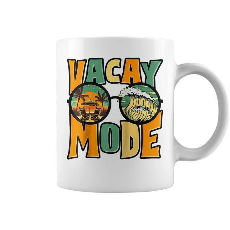 Vacay Mode Vintage Sunset Beach Retro Summer Vibes Raglan  Coffee Mug