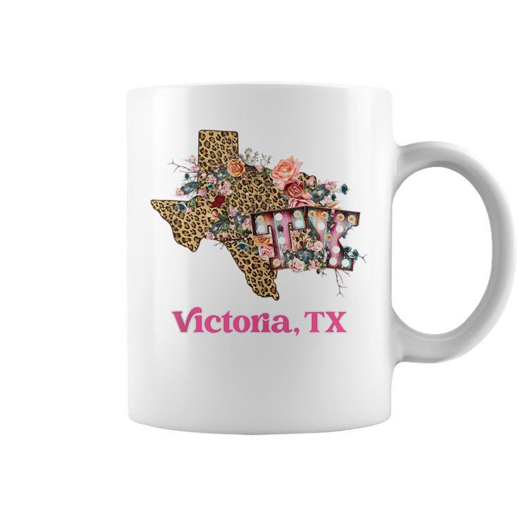 Victoria Tx Texas Boho Leopard Floral Souvenir  Coffee Mug
