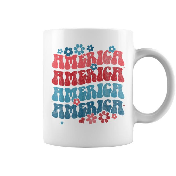 Vintage American Groovy 4Th Of July America Patriotic Usa  Coffee Mug