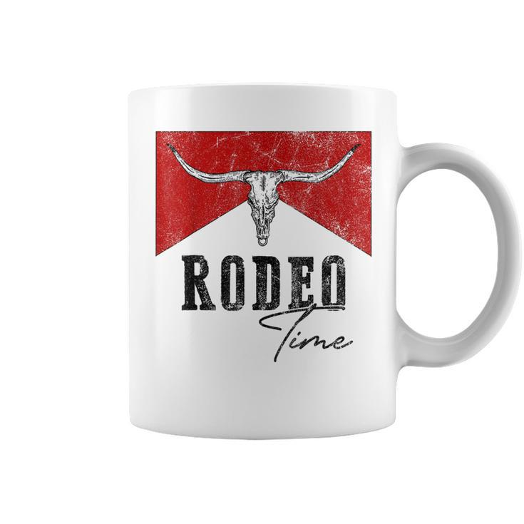 Vintage Bull Skull Western Life Country Rodeo Time  Coffee Mug