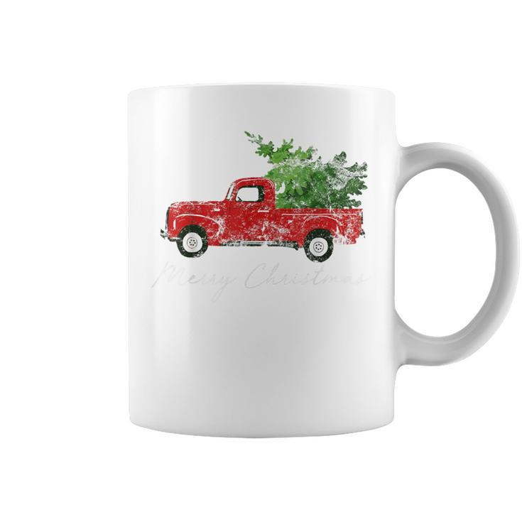 Vintage Christmas Classic Truck With Snow And Tree Coffee Mug