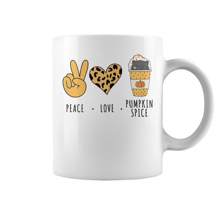Vintage Peace Love Pumpkin Spice Halloween Kitten Fall Lover Coffee Mug