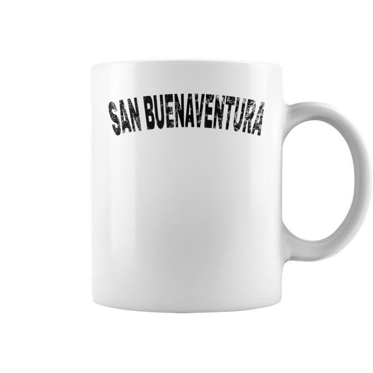 Vintage San Buenaventura Black Text Apparel Coffee Mug