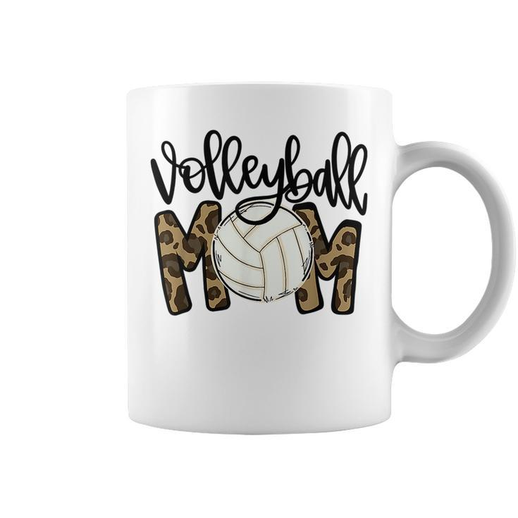 Volleyball Mom Leopard Funny Ball Mom Mothers Day  Coffee Mug