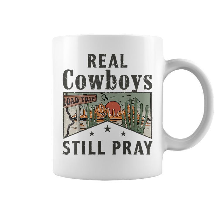 Western Boho Christian Faith-Based Real Cowboys Still Pray  Coffee Mug