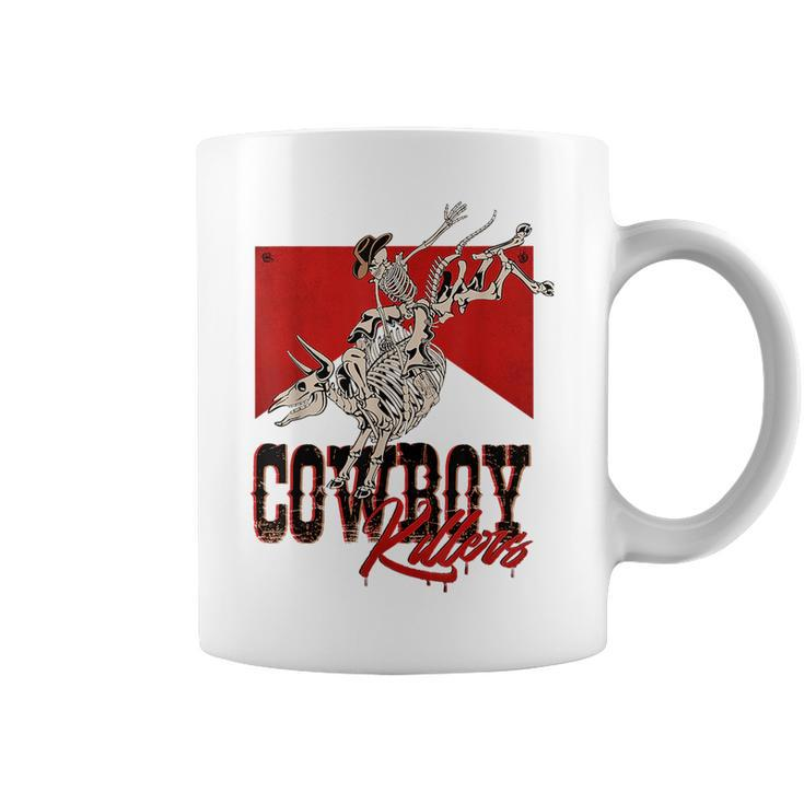 Western Cowboy Skull Punchy Killers Bull Skull Rodeo Howdy  Rodeo Funny Gifts Coffee Mug