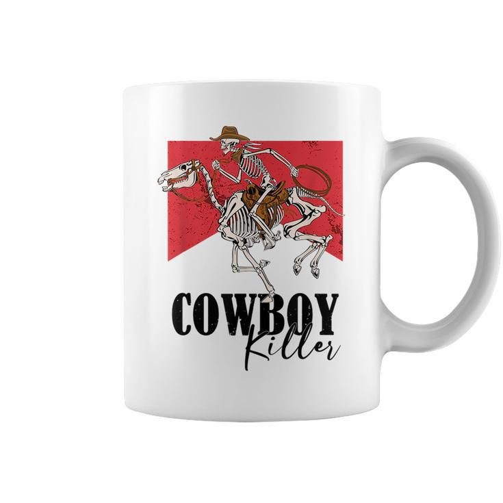Western Cowgirl Cowboy Killers Skeleton Riding Horse Rodeo  Rodeo Funny Gifts Coffee Mug