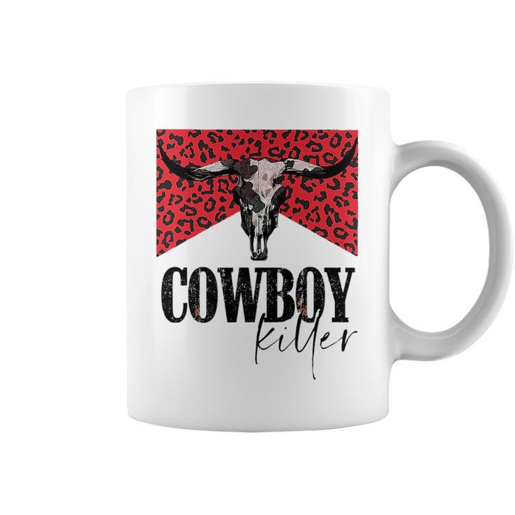 Western Cowgirl Leopard Punchy Cowboy Killers Bull Horn   Coffee Mug