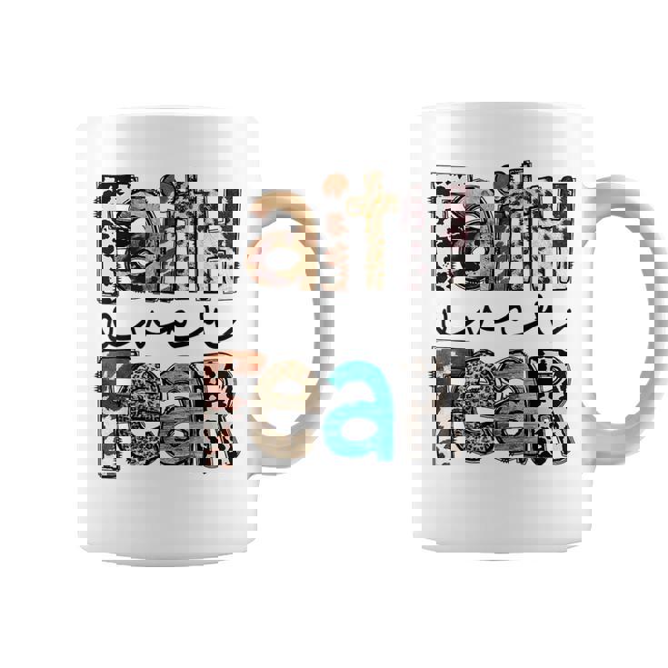 Western Cowhide Leopard Jesus Christian Faith Over Fear Faith Funny Gifts Coffee Mug