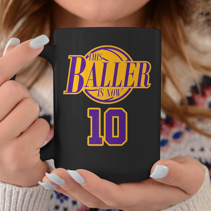 10 Years Old Birthday Basketball Baller Purple And Yellow Coffee Mug Unique Gifts