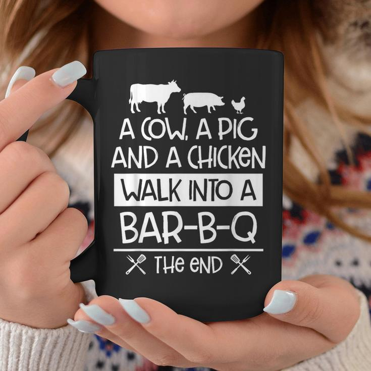 A Cow A Pig And A Chicken Walk Into A Bar B Q The End - Bbq Coffee Mug Personalized Gifts