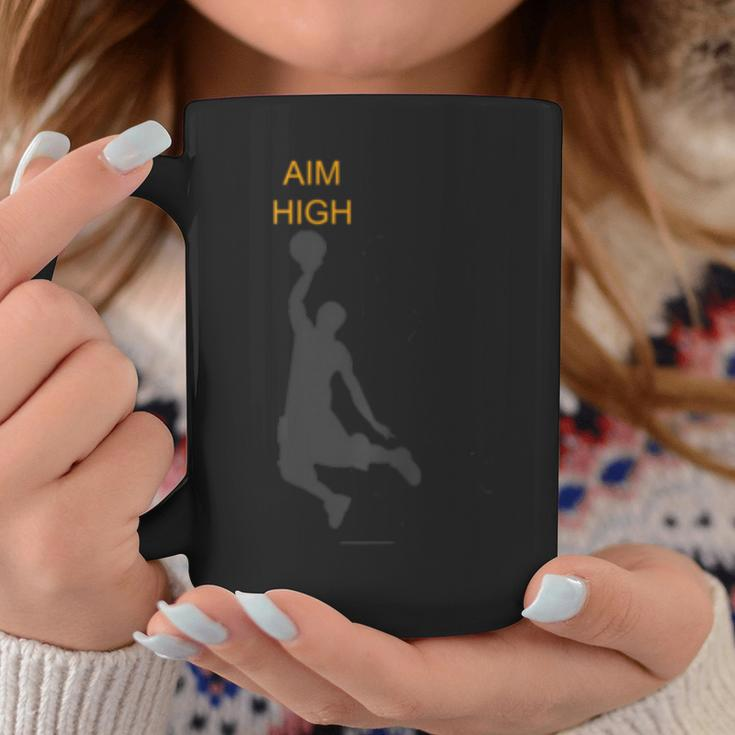 Aim High Basketball Motivation Slam Dunk Reach Higher Coffee Mug Unique Gifts