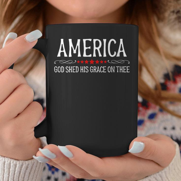 America God Shed His Grace On Thee Patriotic Us Flag Coffee Mug Unique Gifts