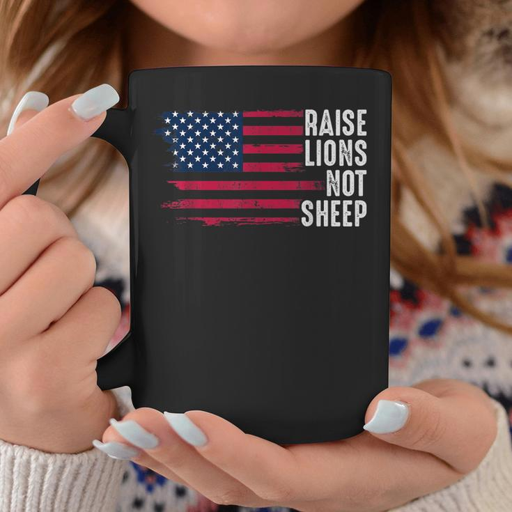 American Flag Patriot Raise Lions Not Sheep Patriotic Lion Coffee Mug Unique Gifts