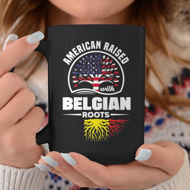 American Raised With Belgian Roots Belgium Belgian Flag Coffee Mug Funny Gifts