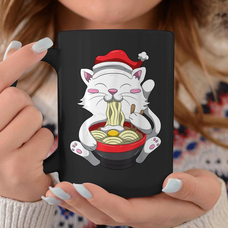 Anime Cat With Santa Hat Cute Kitten Ramen Christmas Season Coffee Mug Unique Gifts