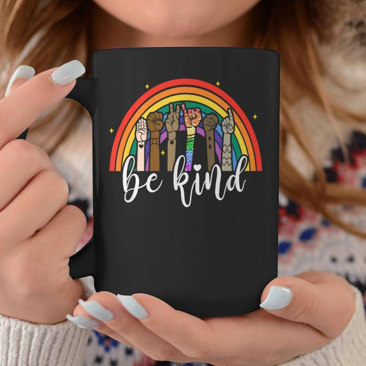 Be Kind Rainbow Sign Language Hand Lgbt Gay Les Pride Asl Coffee Mug Unique Gifts