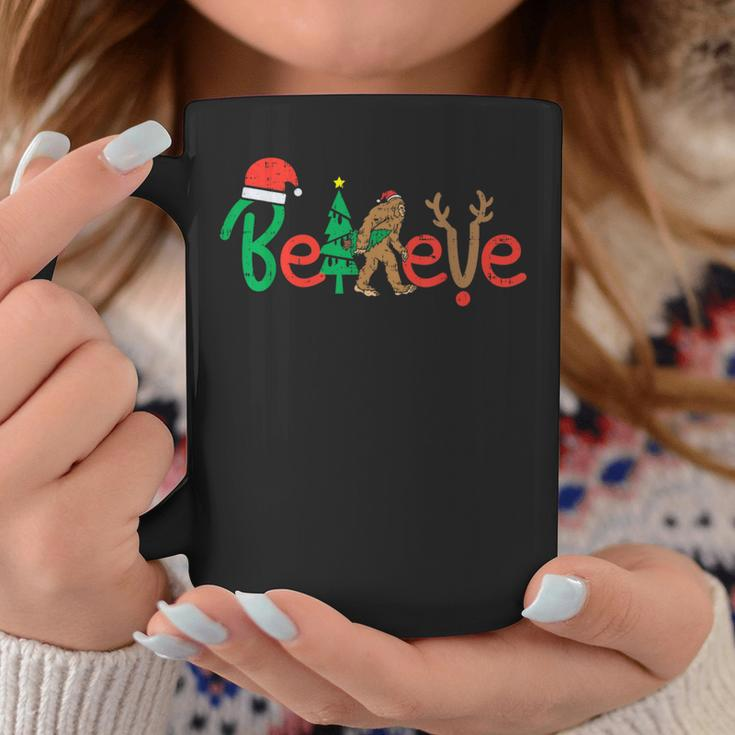 Believe Bigfoot Sasquatch Santa Reindeer Christmas Tree Coffee Mug Funny Gifts