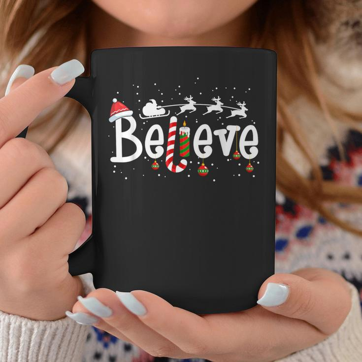 Believe Christmas Santa Claus Reindeer Candy Cane Xmas Coffee Mug Funny Gifts