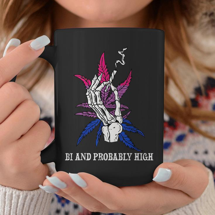 Bi And Probably High Skeleton Weed Cannabis 420 Stoner Coffee Mug Unique Gifts