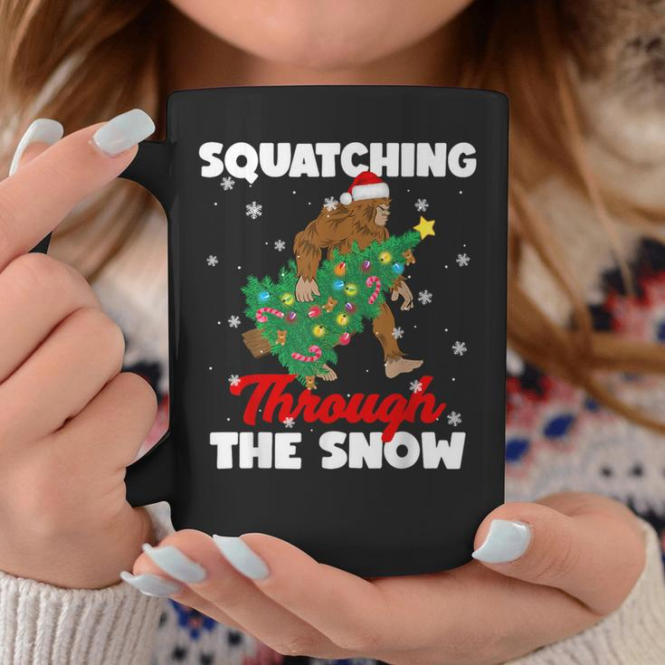 Bigfoot Squatching Through The Snow Sasquatch Christmas Xmas Coffee Mug Personalized Gifts