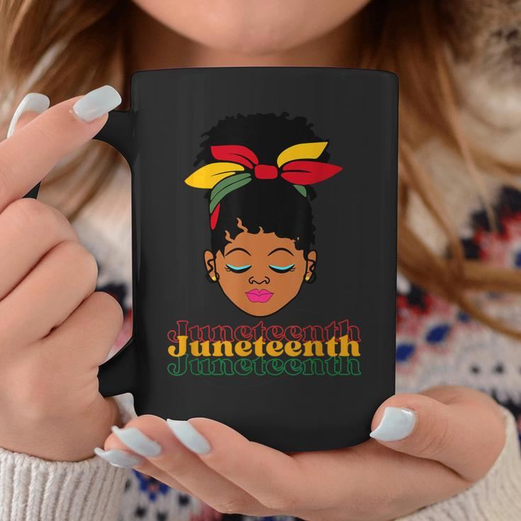 Black Women Messy Bun Junenth Indepedence Day 2023 Coffee Mug Unique Gifts