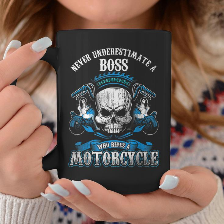Boss Biker Never Underestimate Motorcycle Skull Coffee Mug Funny Gifts