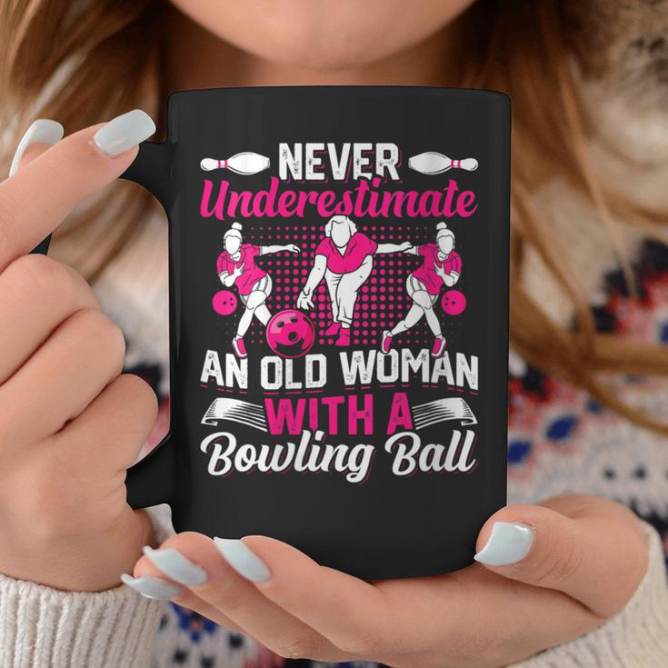 Bowling Never Underestimate An Old Woman Bowling Coffee Mug Unique Gifts