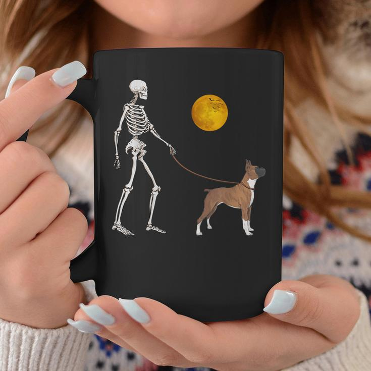 Boxer Skeleton Dog Walking Halloween Costume Coffee Mug Unique Gifts