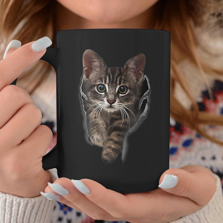 Brown-Kitten Staring-Cute Cats Coffee Mug Unique Gifts