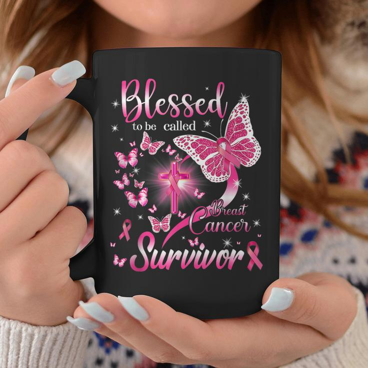Butterfly Pink Blessed To Be Called Breast Cancer Survivor Coffee Mug Unique Gifts
