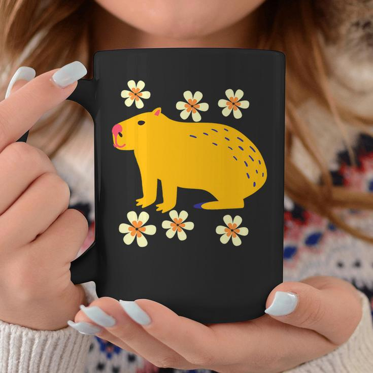 Capybara Flower Lovers Funny Animal Pet Cute Cartoon Comic Coffee Mug Unique Gifts