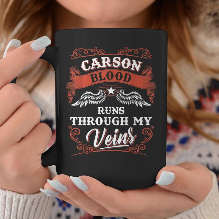 Carson Blood Runs Through My Veins Family Christmas Coffee Mug Funny Gifts