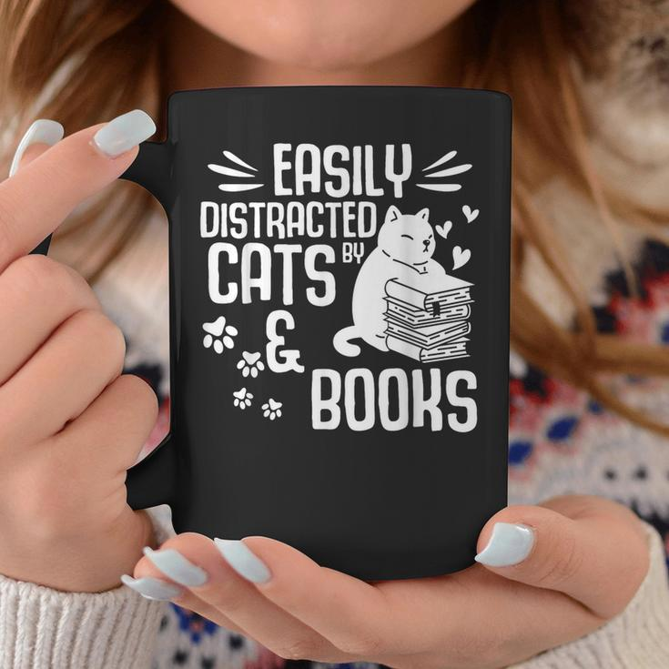 Cat Book Easily Distracted By Cats And Books Gift Girls Boys Coffee Mug Unique Gifts