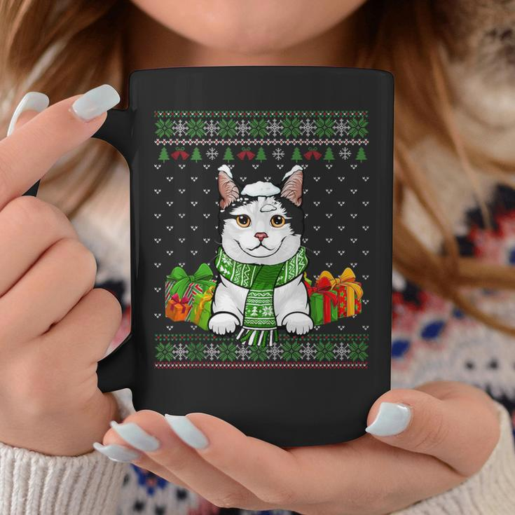 Cat Lovers Manx Cute Cat Santa Hat Ugly Christmas Sweater Coffee Mug Unique Gifts