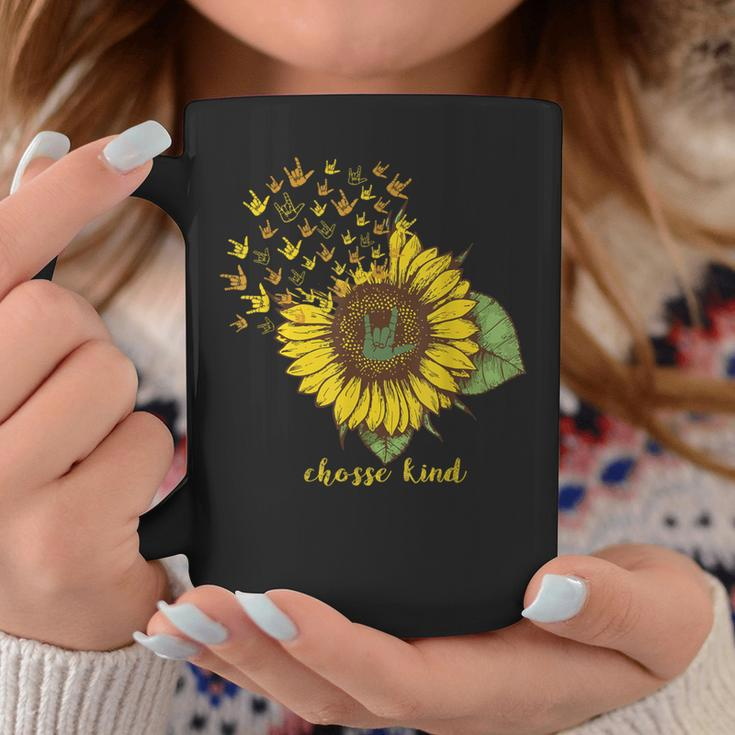 Choose Kind Sunflower Deaf Asl American Sign Language Coffee Mug Unique Gifts