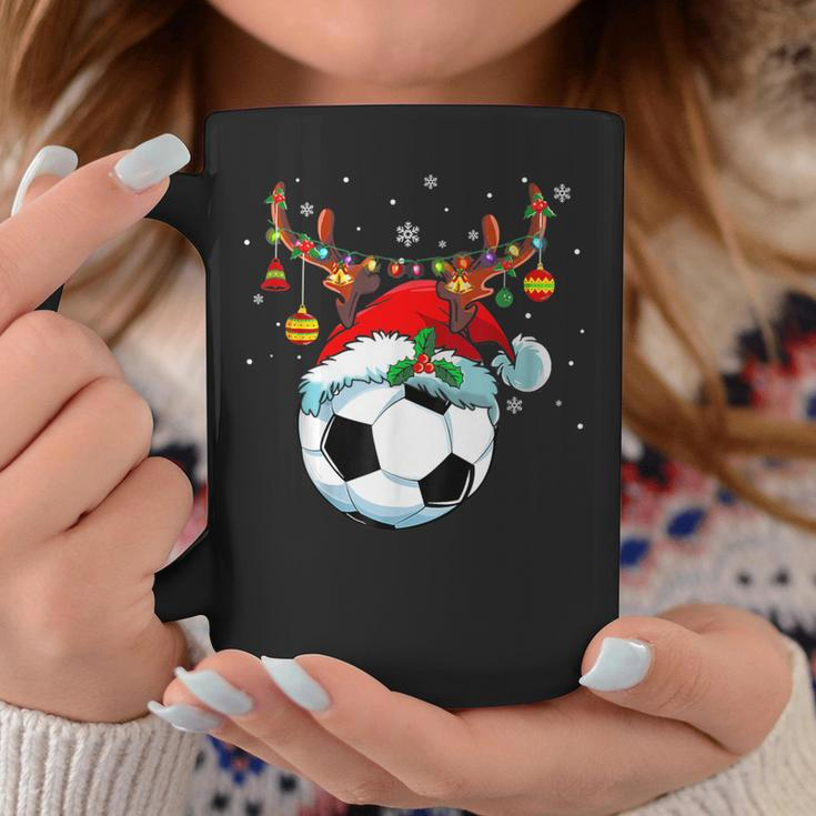 Christmas Soccer Player Santa Hat Lights Ball Xmas Pajama Coffee Mug Unique Gifts
