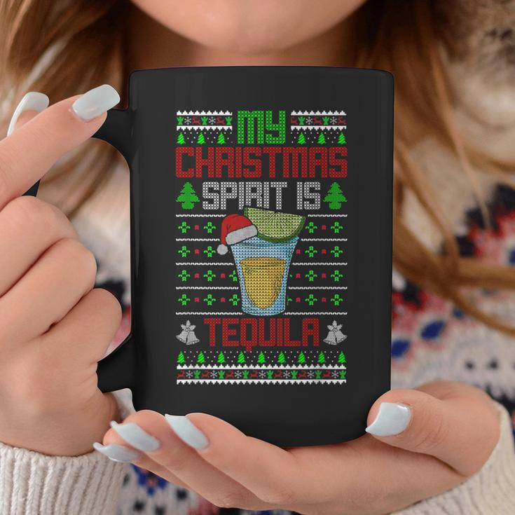 My Christmas Spirit Is Tequila Drinking Ugly Sweater Coffee Mug Funny Gifts