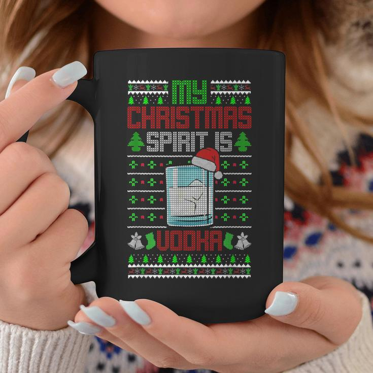 My Christmas Spirit Is Vodka Drinking Ugly Sweater Coffee Mug Funny Gifts