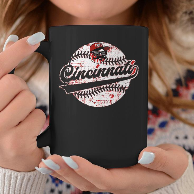Cincinnati Baseball Heart Distressed Vintage Baseball Fans Coffee Mug Personalized Gifts