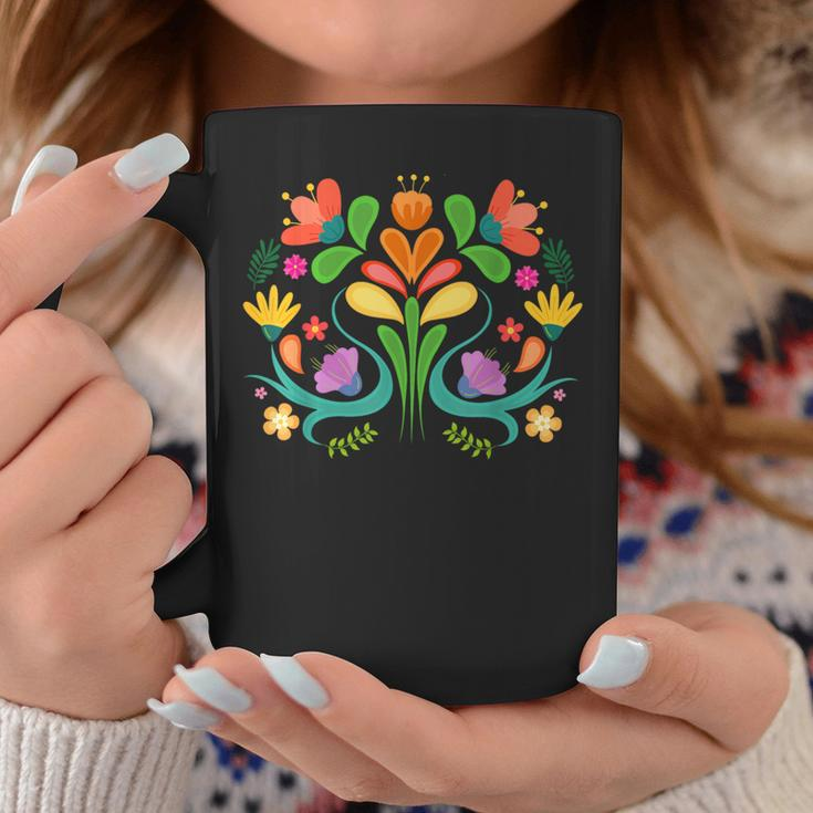Colorful Mexican Flowers Otomi Hispanic Heritage Month Pride Coffee Mug Unique Gifts