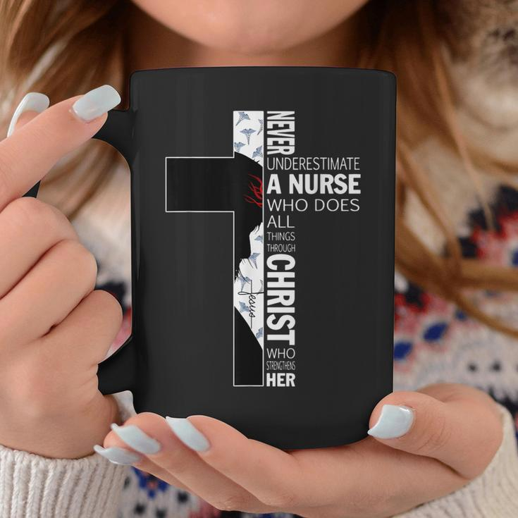 Cross Never Underestimate A Nurse Christ Bibles Jesus Coffee Mug Funny Gifts