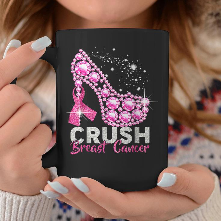 Crush Breast Cancer Pink Bling High Heels Breast Cancer Coffee Mug Funny Gifts