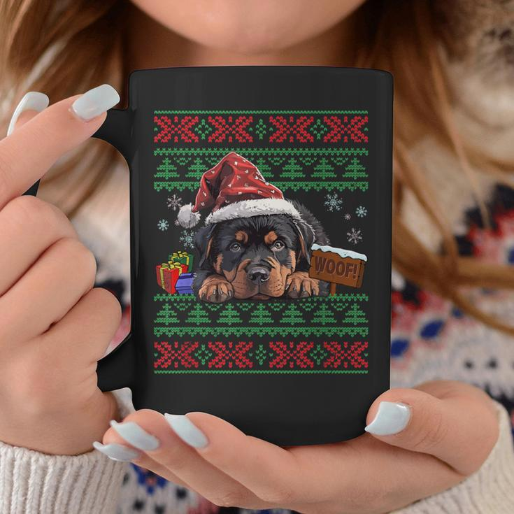 Cute Rottweiler Dog Lover Santa Hat Ugly Christmas Sweater Coffee Mug Unique Gifts
